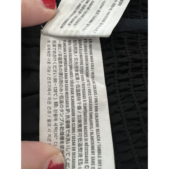 Abercrombie & Fitch Tube Top Women's Sz L Black Ruffle Trim Smocked Strapless - Picture 9 of 11